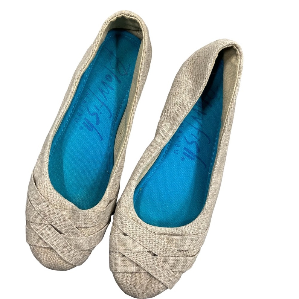 Blowfish Malibu Ballet Glo Flats Women’s 10 Slip On EUC Tan/Linen B122